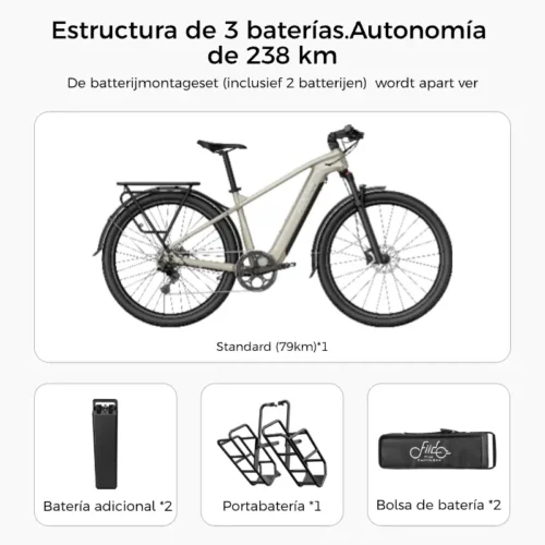 Fiido Nomads Bicicleta eléctrica de turismo | 250W, sensor de par y hasta 238 km autonomía con extensor - Imagen 2